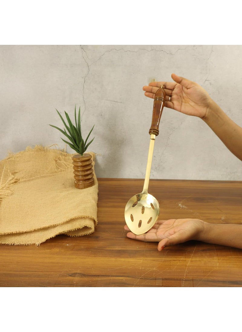 Putrika - Putrika Traditional Handcrafted Brass Utensil Ladle Brass Cookware Serving Spoon Cooking LadleTableware Dinnerware Frying ladleSkimmer - Image 1