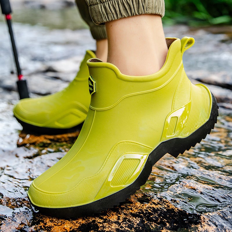 أحذية مطر غير قابلة للانزلاق للرجال أنبوب قصير أحذية مقاومة للماء أحذية مطر أحذية مائية غسيل سيارات أحذية عمل مطبخ مجموعة أحذية لصيد الأسماك للنساء - Image 5
