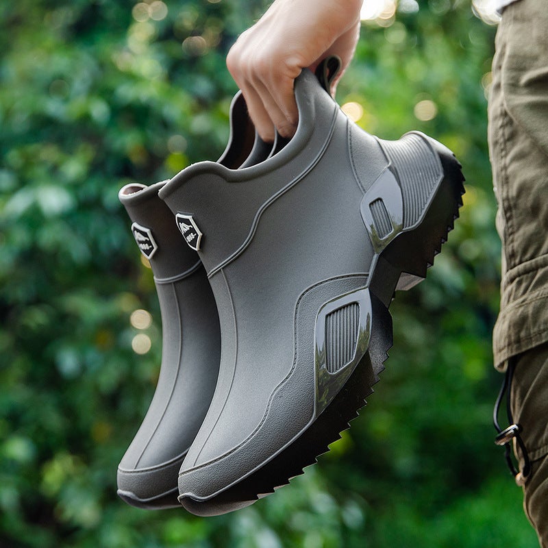 أحذية مطر غير قابلة للانزلاق للرجال أنبوب قصير أحذية مقاومة للماء أحذية مطر أحذية مائية غسيل سيارات أحذية عمل مطبخ مجموعة أحذية لصيد الأسماك للنساء - Image 1