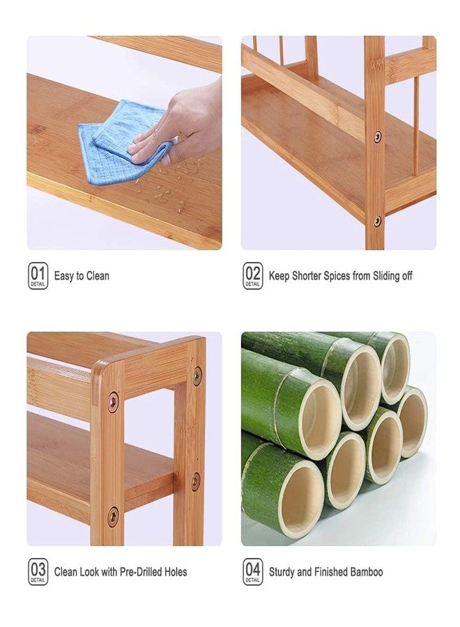 MUGATH Bamboo Spice Rack Organizer, 2-Tier Adjustable Shelf, Freestanding Storage for Kitchen Counter, Cabinet & Bathroom - Image 5