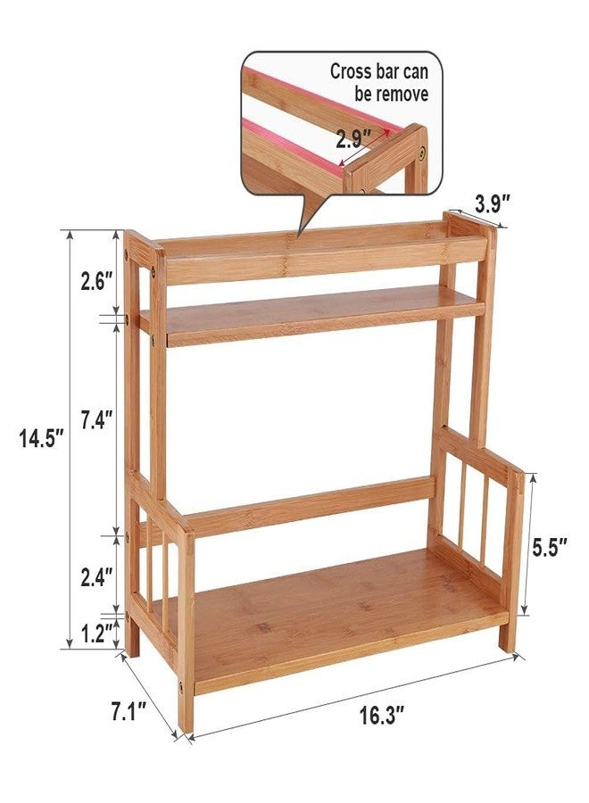 MUGATH Bamboo Spice Rack Organizer, 2-Tier Adjustable Shelf, Freestanding Storage for Kitchen Counter, Cabinet & Bathroom - Image 2