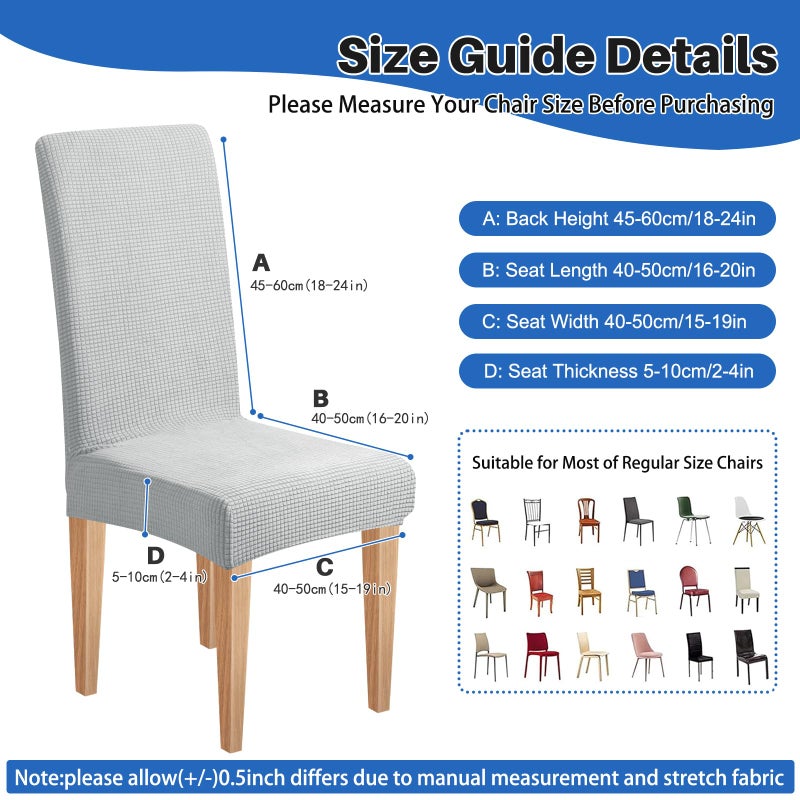 Dioxide Stretch Chair Covers for Dining Chairs, Washable Dining Chair Covers Set of 6, Soft Kitchen Chairs Seat Covers, Jacquard Parson Chair Slipcover Protectors for Home Hotel Restaurant Banquet - Image 4