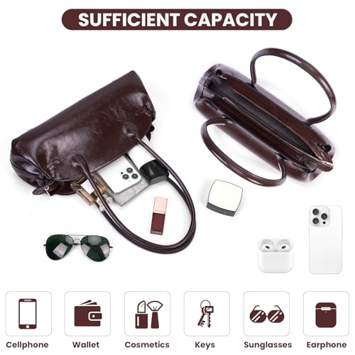 JQWSVE Shoulder Bags for Women Vintage Brown Purse Luxury Carryall Bag Faux Leather Shoulder Handbag - Image 4