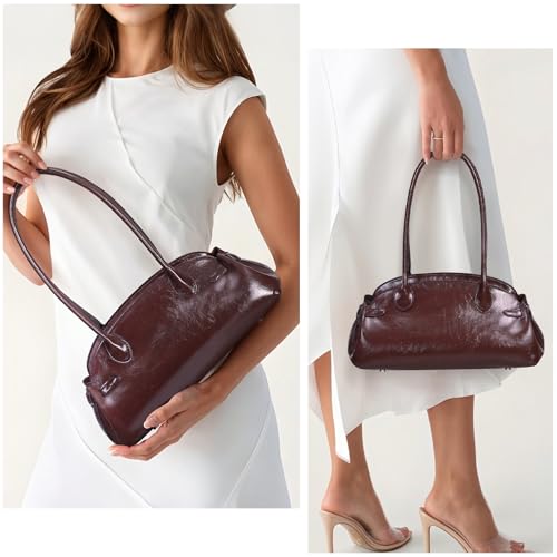 JQWSVE Shoulder Bags for Women Vintage Brown Purse Luxury Carryall Bag Faux Leather Shoulder Handbag - Image 2