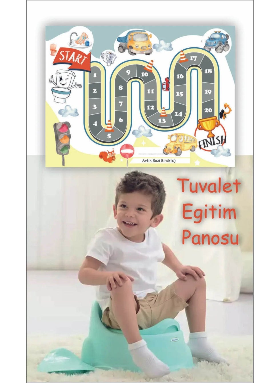 Kt Grup Fun and Educational Toilet Training Sticker Board 29X42CM  - Image 1