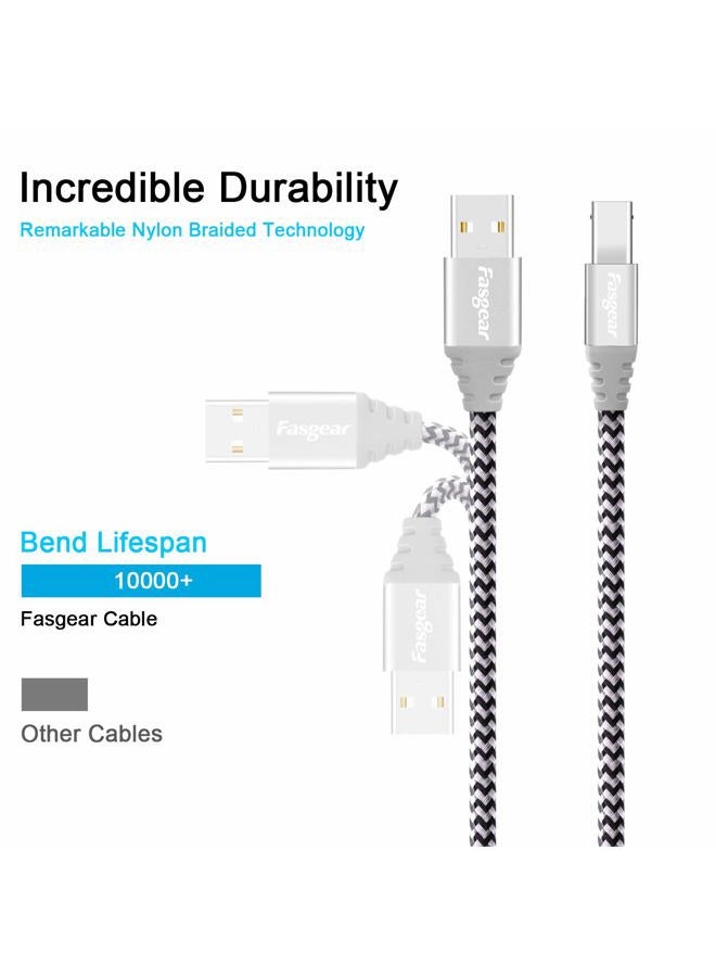 Fasgear USB B 2.0 Printer Cable: USB A to B Scanner Cord USB 2.0 Nylon Braided High-Speed Printer Cable Compatible with HP/Canon/Dell/Brother/Samsung/Lexmark/Epson etc (3ft, Gray) - Image 3