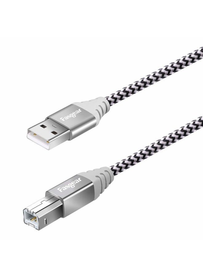 Fasgear USB B 2.0 Printer Cable: USB A to B Scanner Cord USB 2.0 Nylon Braided High-Speed Printer Cable Compatible with HP/Canon/Dell/Brother/Samsung/Lexmark/Epson etc (3ft, Gray) - Image 1
