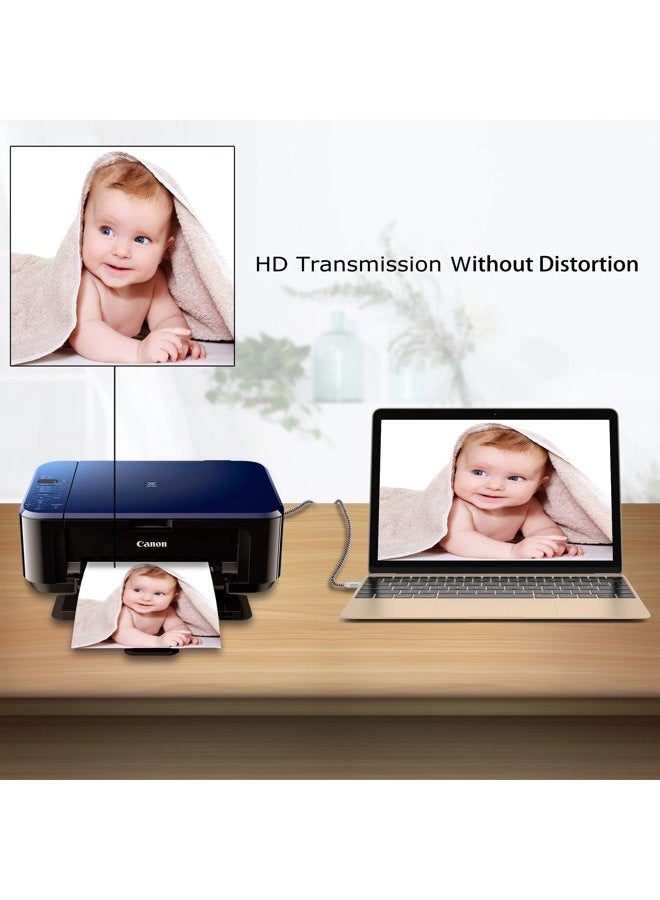 Fasgear USB B 2.0 Printer Cable: USB A to B Scanner Cord USB 2.0 Nylon Braided High-Speed Printer Cable Compatible with HP/Canon/Dell/Brother/Samsung/Lexmark/Epson etc (3ft, Gray) - Image 4