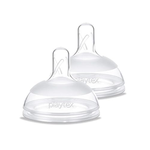 Playtex Baby Naturalatch Most like Mom Silicone Baby Bottle Nipples Fast Flow Pack of 2 Nipples Compatible with all Playtex Baby Bottles