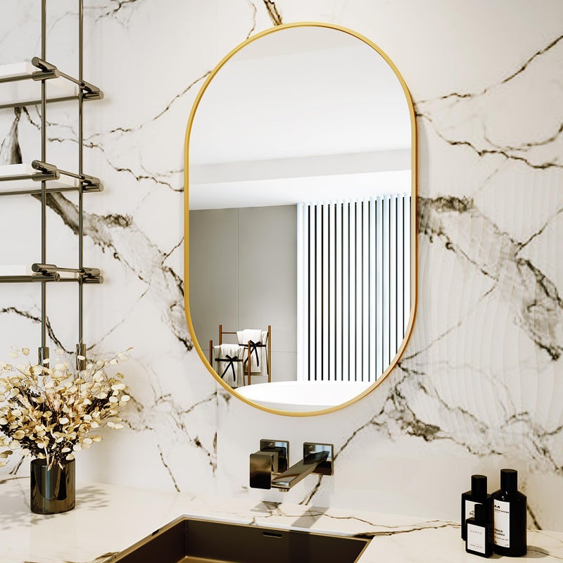 Protylctaster Oval Bathroom Mirrors24x36 Gold Bathroom MirrorOval Wall MirrorMirrors for BedroomLiving RoomentrywayGold