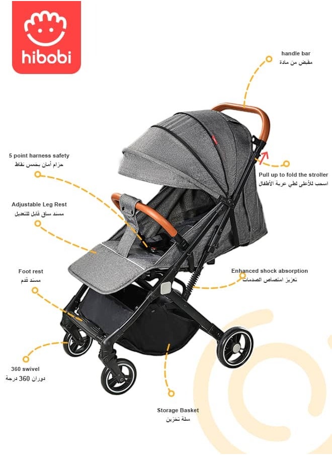 hibobi Lightweight Compact Folding Travel Cabin Pushchair Stroller For Baby  - Image 2