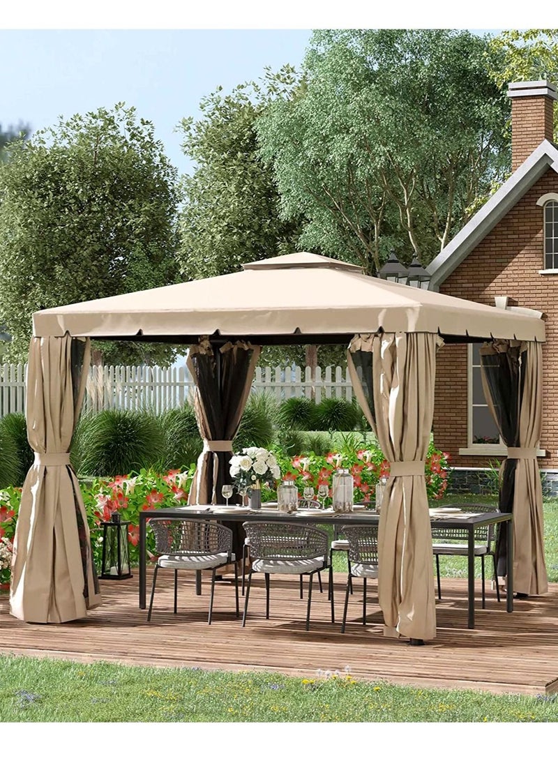 Living Outdoor Patio Gazebo with Polyester Curtains and Netted Screens 300*300cm. - Image 1