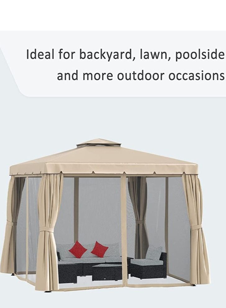 Living Outdoor Patio Gazebo with Polyester Curtains and Netted Screens 300*300cm. - Image 2