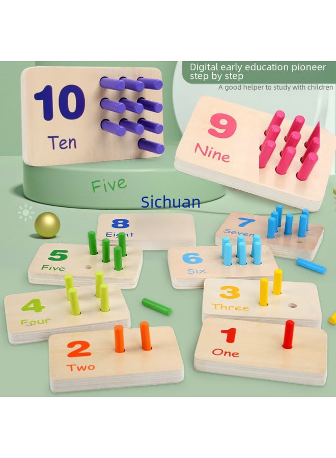 Montessori Mathematics Building Blocks Enlightenment Plugging Stick Number Number Learning Matching Wooden Teaching Aids 3-6 Years Old Kindergarten Early Education-Color:Digital Stick Cognitive Operation - Image 2