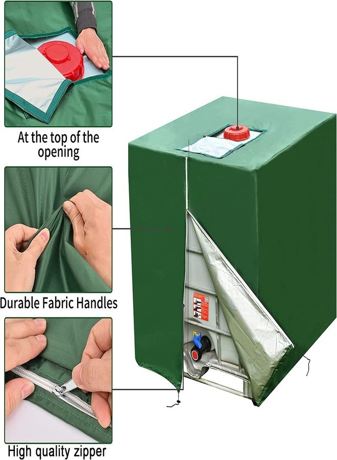 Huapate IBC Tote Cover 275Gallon/1000L Green Zipper 420D Protector - Image 4