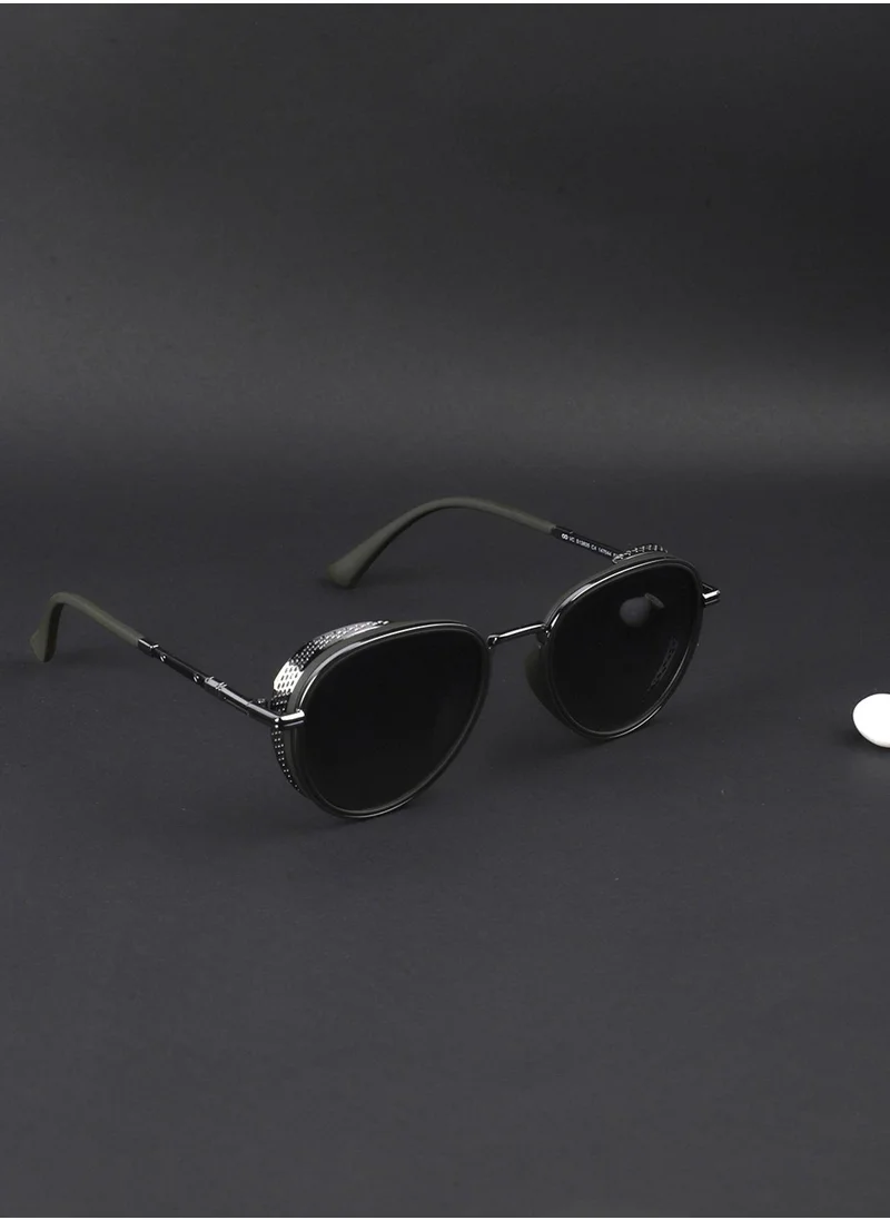 فينسينت تشيس Vincent Chase By Lenskart | Gunmetal Green Grey Gradient Full Rim Pilot Branded Latest and Stylish Sunglasses | Polarized and 100% UV Protected | Men & Women | Large | VC S13835