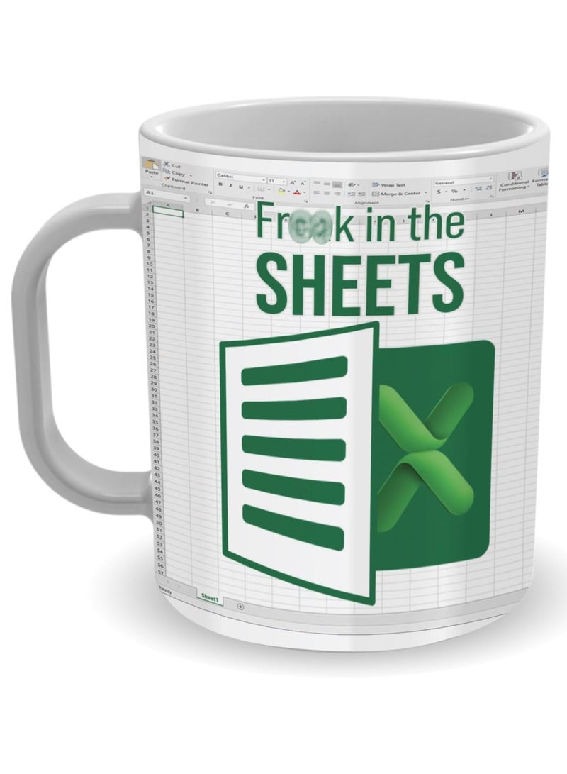 SHOP NEW ARRIVALS Freak In The Sheets Mug, Funny Spreadsheet Mug Great Gifts For Coworkers, Accounting, Boss, Friend Gifts  - Image 1