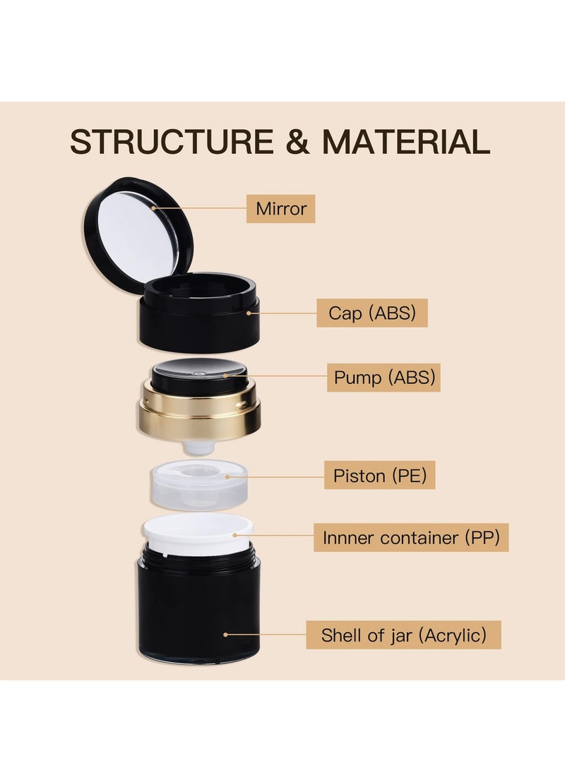 2 Pack Airless Pump Jars with Mirrors 1 oz 30ml Ideal for Moisturizers and Skin Care Creams - Image 2
