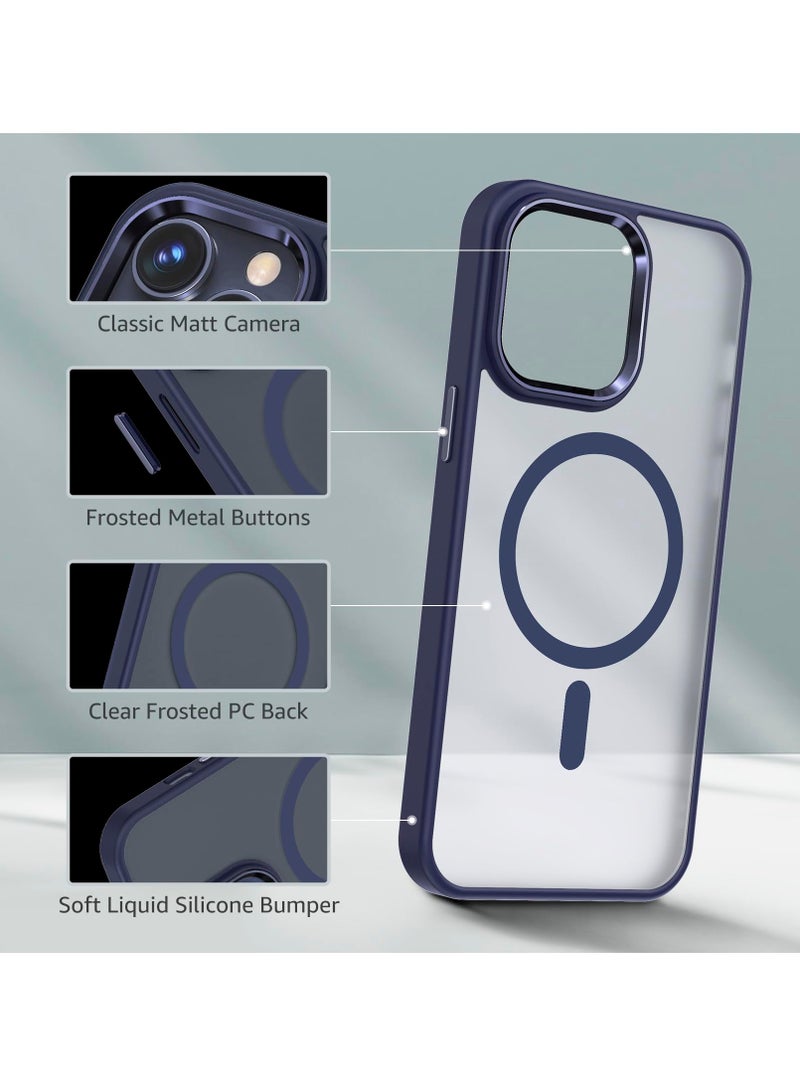SYOSI Case for iPhone 15 Pro Max Compatible with Magsafe Magnetic Shockproof Protective Case with Metal Buttons Lens Frame Ultra Thin and Light Bare Machine Feel Titanium Blue - Image 3