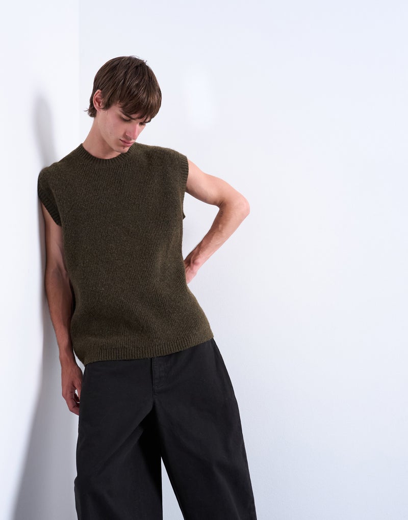 TOPMAN Oversize Fit Tank In Khaki - Image 1