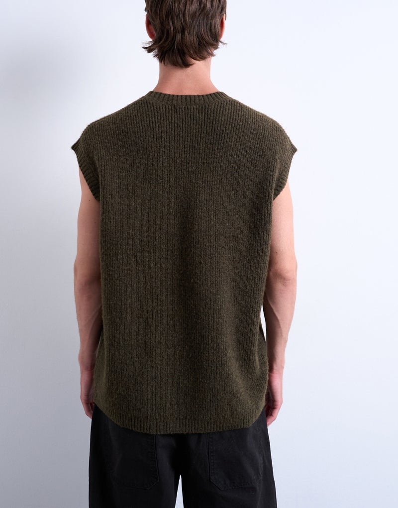 TOPMAN Oversize Fit Tank In Khaki - Image 2