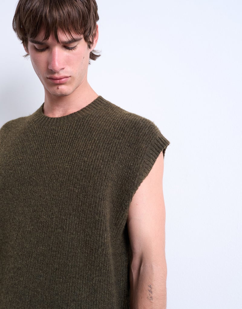 TOPMAN Oversize Fit Tank In Khaki - Image 3