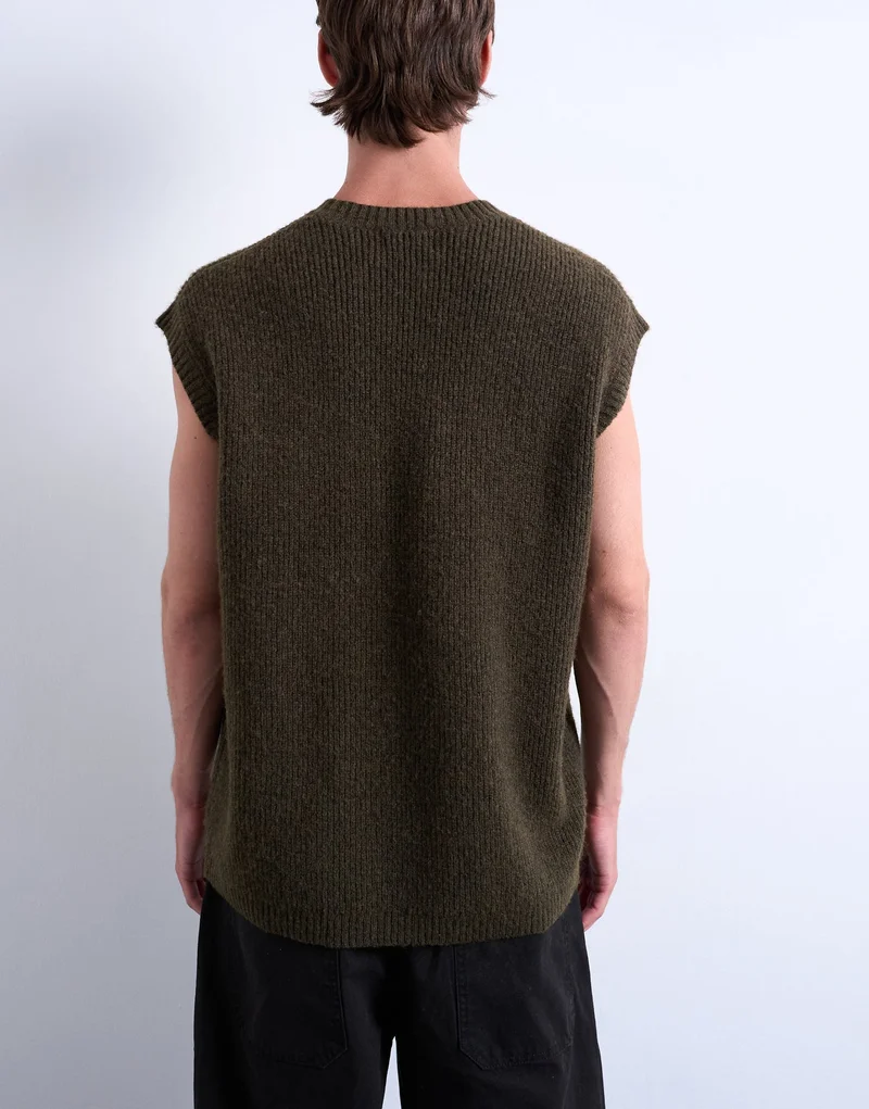 TOPMAN Oversize Fit Tank In Khaki