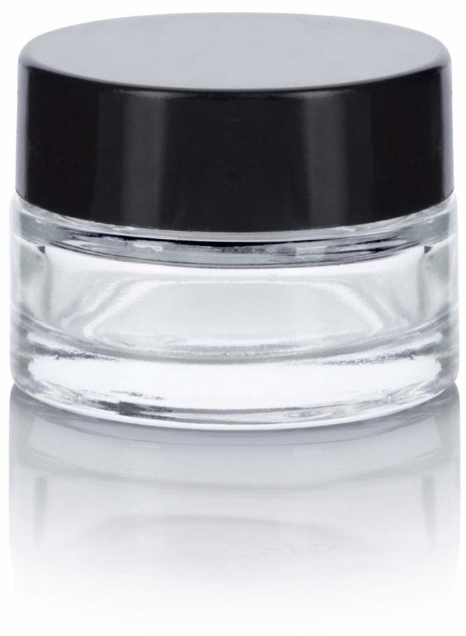 JUVITUS Clear Glass 0.25 oz Small Thick Wall Balm Container Jars with Black Foam Lined Smooth Lids (6 pack) - Image 3