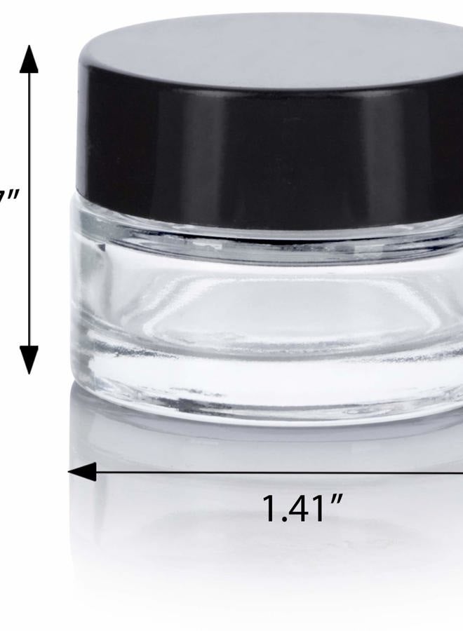 JUVITUS Clear Glass 0.25 oz Small Thick Wall Balm Container Jars with Black Foam Lined Smooth Lids (6 pack) - Image 2