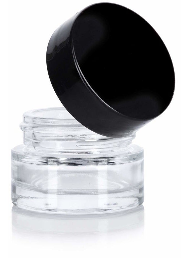 JUVITUS Clear Glass 0.25 oz Small Thick Wall Balm Container Jars with Black Foam Lined Smooth Lids (6 pack) - Image 4