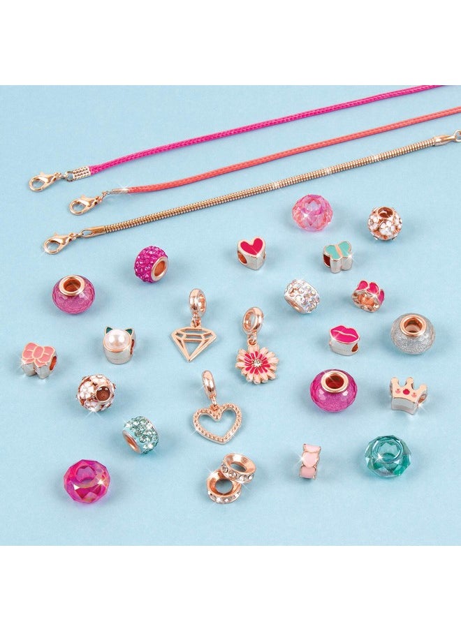 Make It Real Make It Real - Halo Charms Bracelets Think Pink - DIY Charm Bracelet Making Kit - Friendship Bracelet Kit with Beads, Charms & Cord - Arts & Crafts Bead Kit for Girls - Makes 3 Bracelets  - Image 3