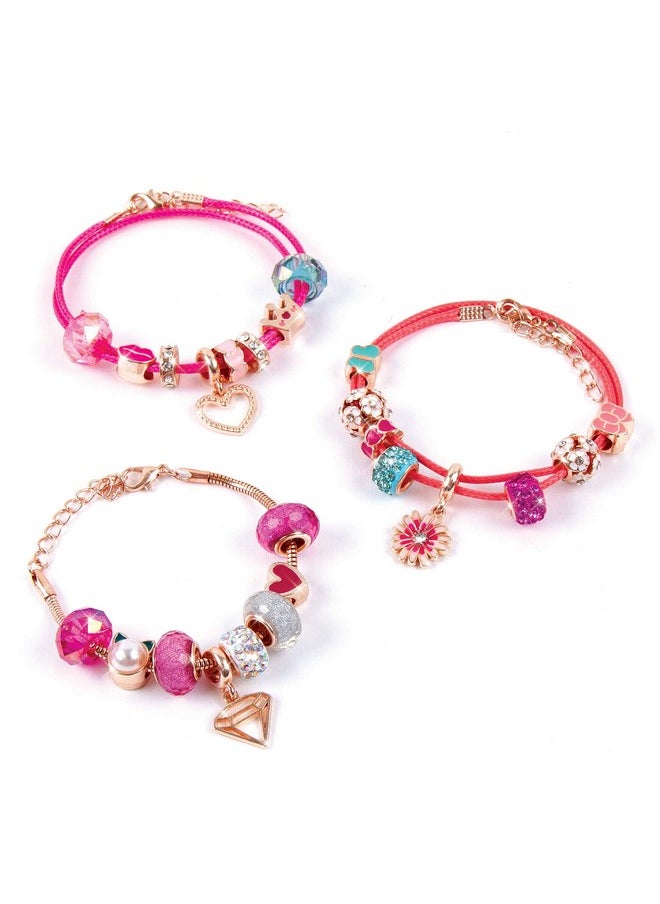 Make It Real Make It Real - Halo Charms Bracelets Think Pink - DIY Charm Bracelet Making Kit - Friendship Bracelet Kit with Beads, Charms & Cord - Arts & Crafts Bead Kit for Girls - Makes 3 Bracelets  - Image 4