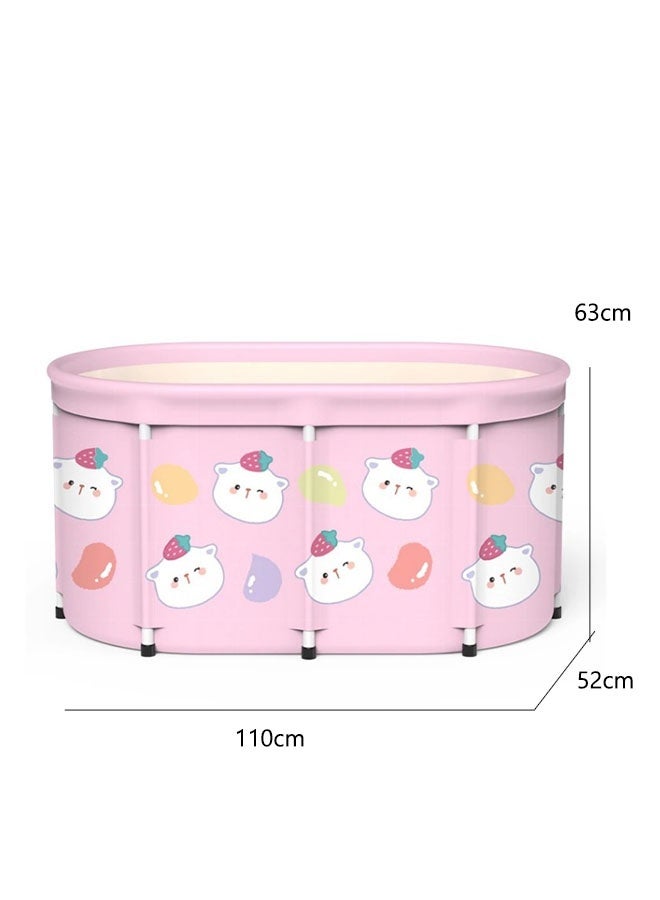 حوض استحمام قابل للطي كبير جدًا، قائم بذاته، مناسب للاستحمام في حمام الكبار، حوض استحمام سبا قابل للطي لكابينة الاستحمام، حوض استحمام سبا منفصل لحمام العائلة، مناسب لحمام الماء الساخن والبارد (وردي) - Image 2