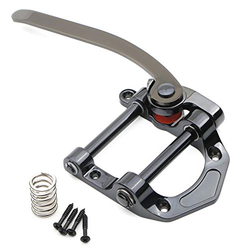 Swhmc Guitar Vibrato Tailpiece Tremolo, Flat Top Body Tremolo Unit Vibrato Bridge for Tele, SG, LP Electric Guitars Black - Image 1