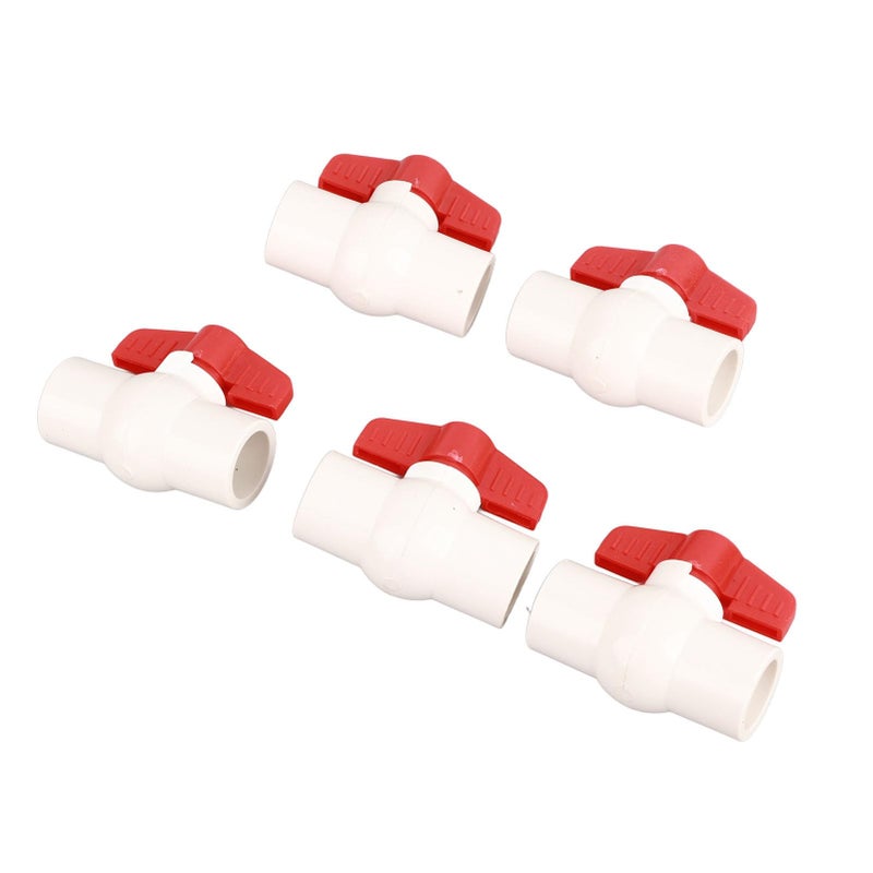 White PVC Ball Valve Flat Handle Water Supply Switch 20mm 5 Pcs - Image 3