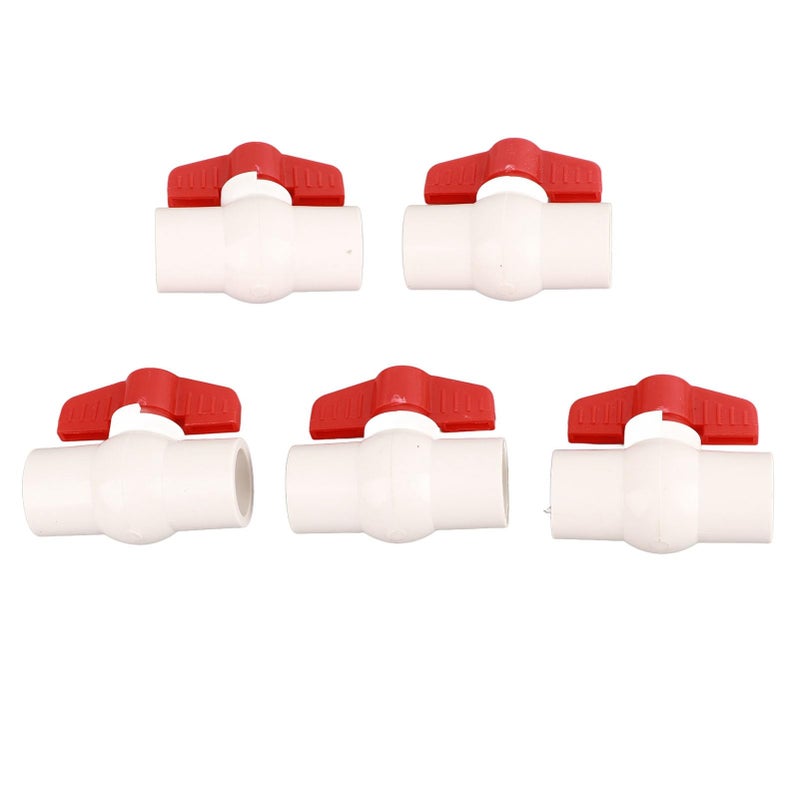 White PVC Ball Valve Flat Handle Water Supply Switch 20mm 5 Pcs - Image 2