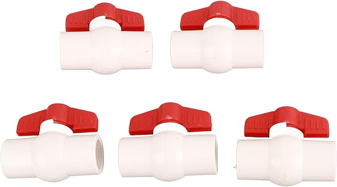 White PVC Ball Valve Flat Handle Water Supply Switch 20mm 5 Pcs - Image 1