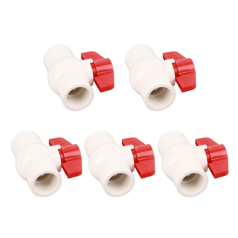 White PVC Ball Valve Flat Handle Water Supply Switch 20mm 5 Pcs - Image 5