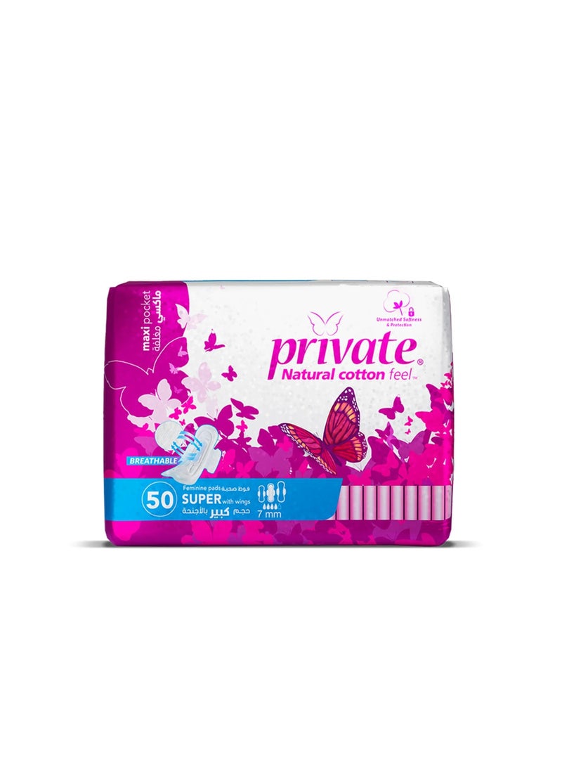 private natural cotton feel feminine pads