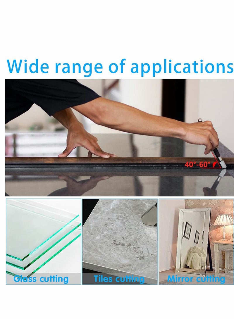 Glass Cutter, Glass Cutters Tool for Thick Glass Tiles Mirror Mosaic Cutting in The Range 2-22cm, Tile Cutter Diamond Glass Cutter with Ergonomic Handle and Replaceable 3 Carbide Cutting Heads  - Image 4