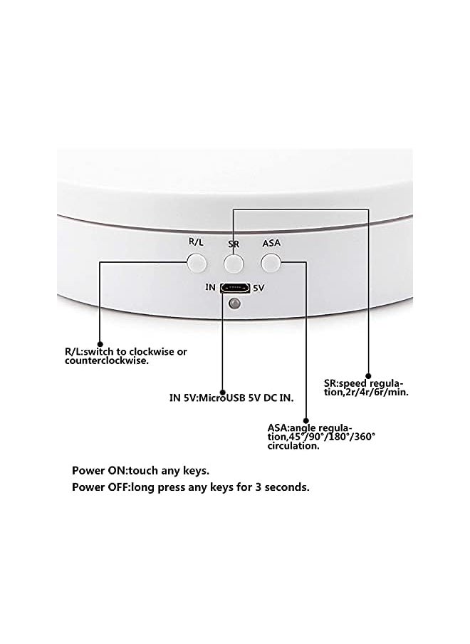 The Bros Rotating Display Stand 360 Degree Electric Rotating Turntable for Photography Products Display/Jewelry Watch / 3D Models/Cake and Collectibles (Matte White, 5.4 Inch)  - Image 5