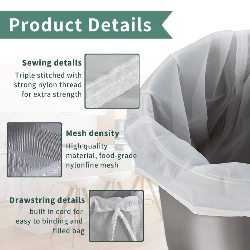 Conie 12"x18" Drawstring Straining Brew in a Bag 75 Micron Nylon Jelly Strainer Wine Beer Brew Filter Bag - Image 3