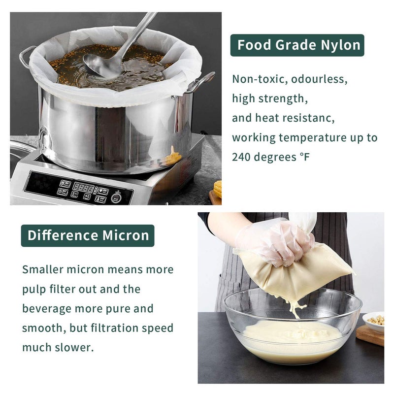 Conie 12"x18" Drawstring Straining Brew in a Bag 75 Micron Nylon Jelly Strainer Wine Beer Brew Filter Bag - Image 5