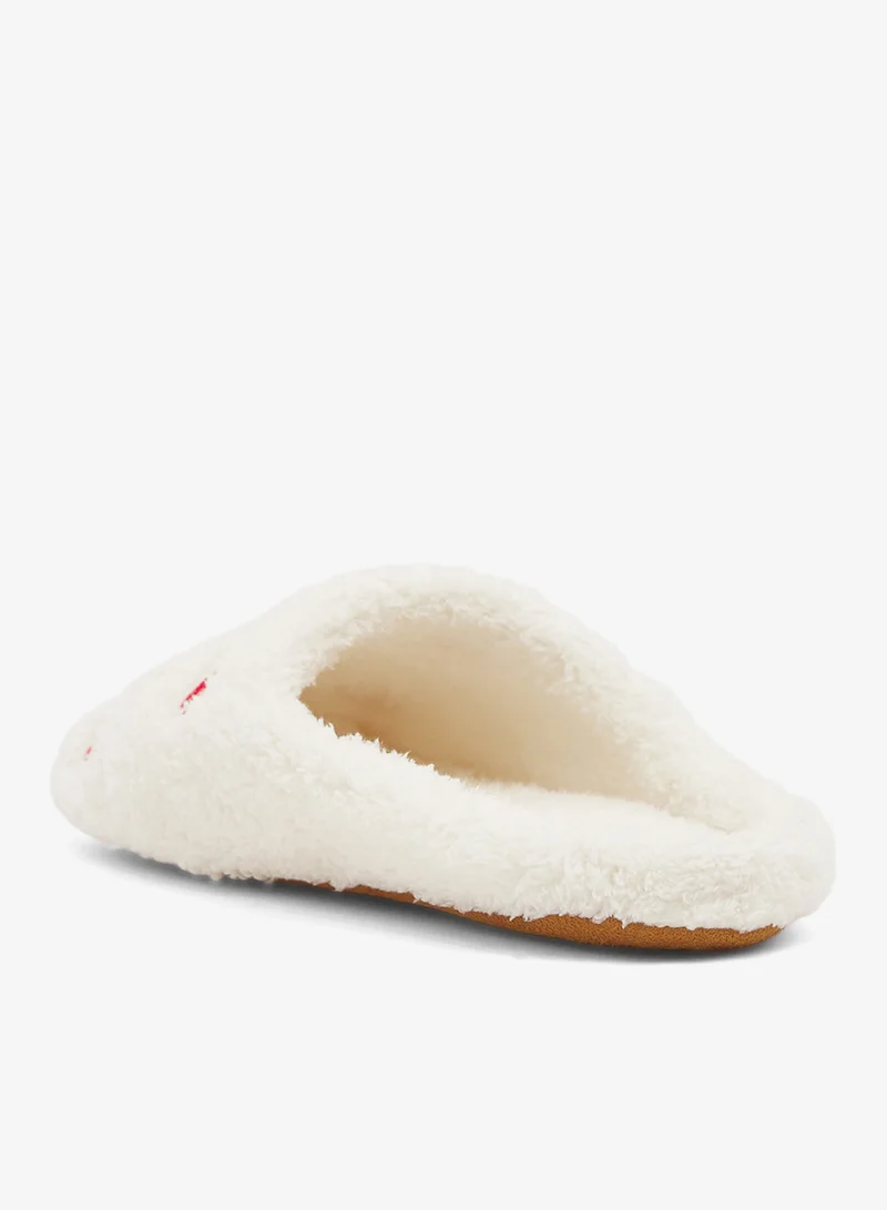 Ginger Heart Printed Fur Bedroom Slippers