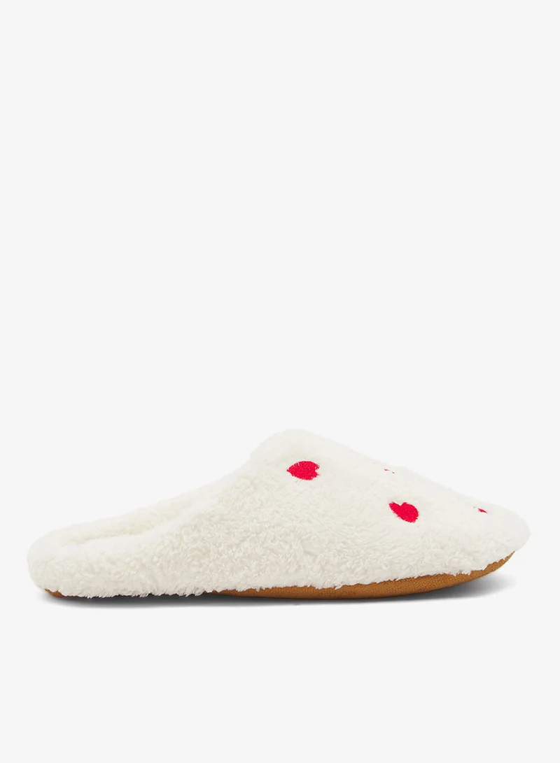 Heart Printed Fur Bedroom Slippers