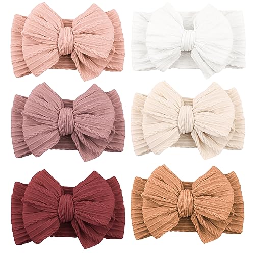 Niceye Handmade Baby Headbands Soft Stretchy Nylon Hair Bands with Bows for Newborn Infant Baby Toddler Girls - Image 1