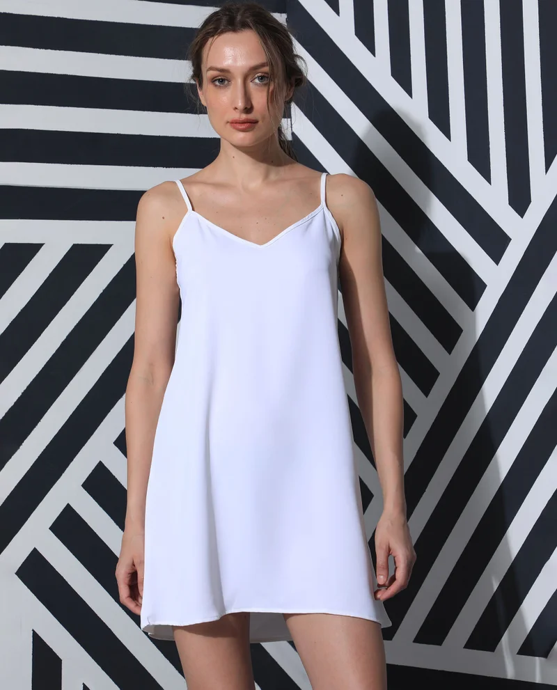 Rareism Rareism Women Slipos Off White Sleeveless Solid Knee Length Inner Wear