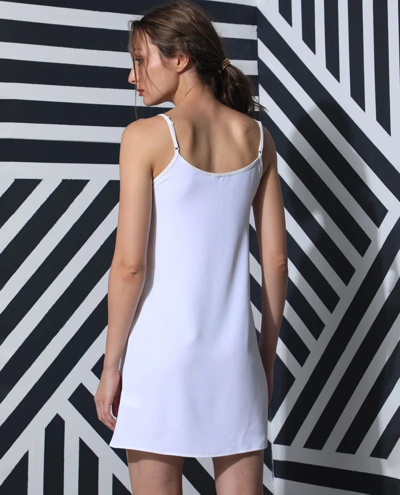 Rareism Rareism Women Slipos Off White Sleeveless Solid Knee Length Inner Wear
