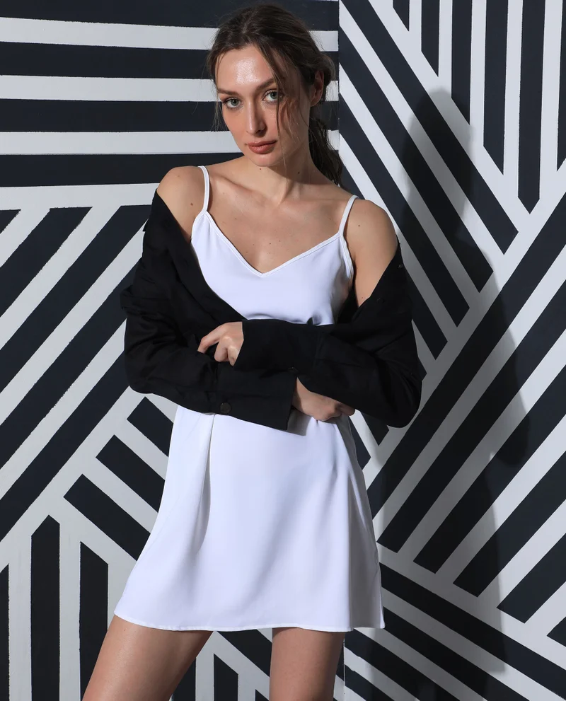 Rareism Rareism Women Slipos Off White Sleeveless Solid Knee Length Inner Wear