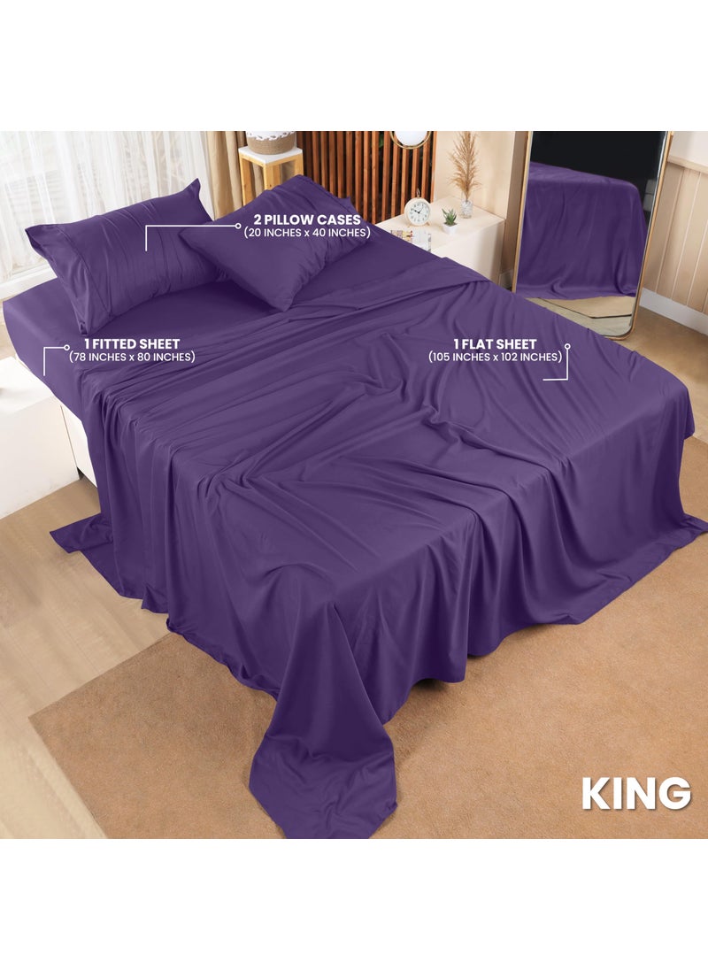 Utopia Bedding Utopia Bedding King Bed Sheets Set - 4 Piece Bedding - Brushed Microfiber - Shrinkage and Fade Resistant - Easy Care (King  Egg Plant)  - Image 2